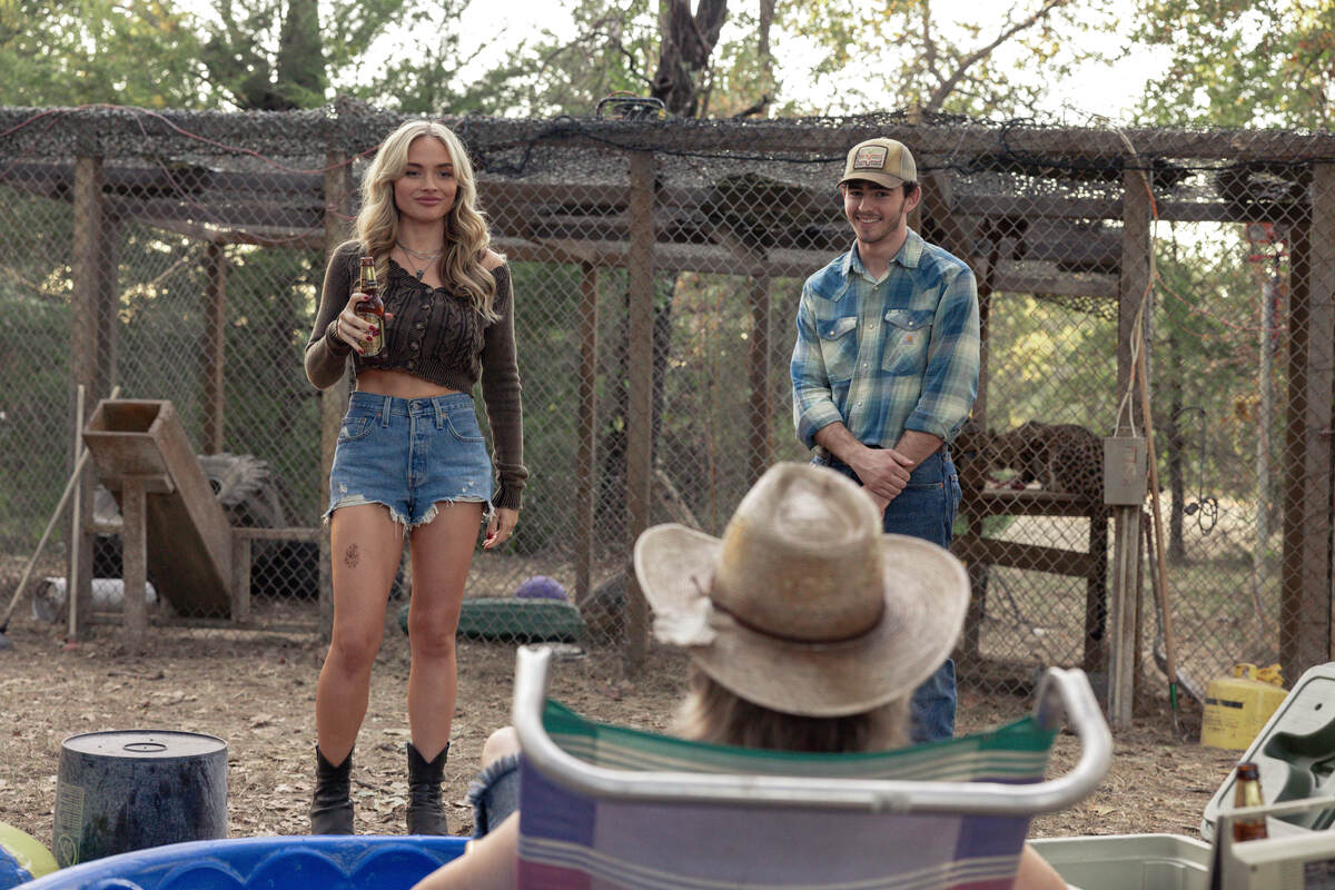 L-R: Natalie Alyn Lind as Oreanna Jackson, Finn Little as Carter and Ray McKinnon as Dwight in Dutton Ranch, episode 5, season 1, streaming on Paramount+, 2026. Photo Credit: Emerson Miller/Paramount+.