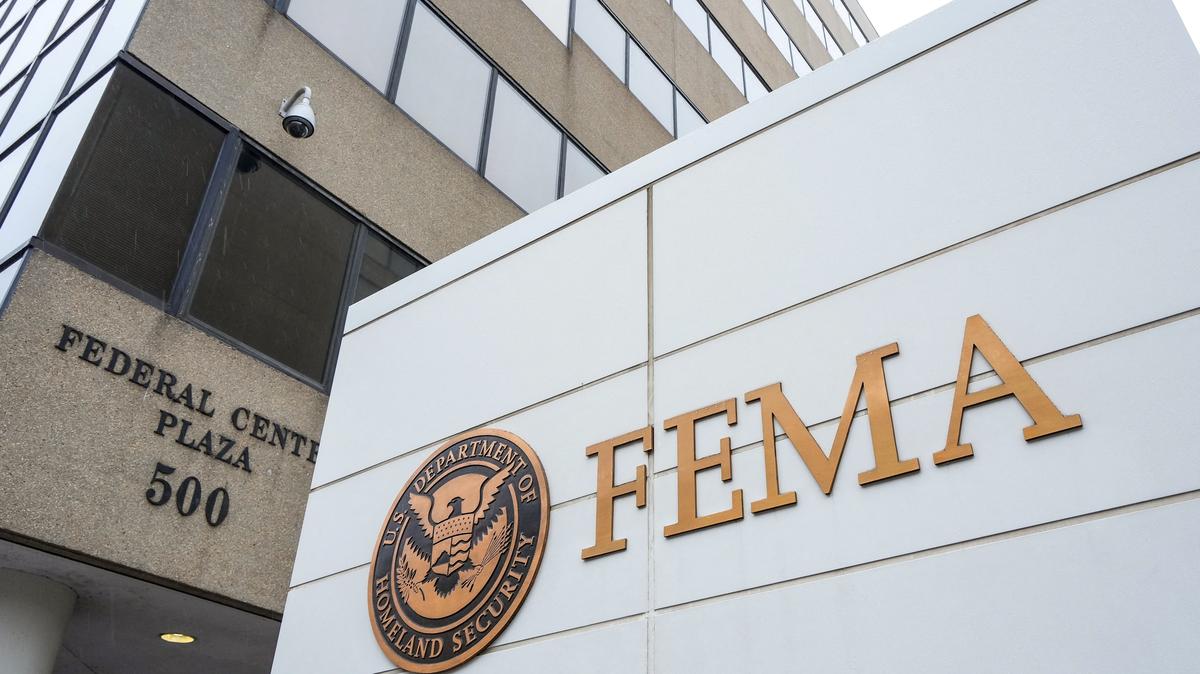 FILE PHOTO: The U.S. Homeland Security Federal Emergency Management Agency (FEMA) sign at Federal Center Plaza in Washington, D.C., U.S., February 15, 2026. REUTERS/Ken Cedeno/File Photo