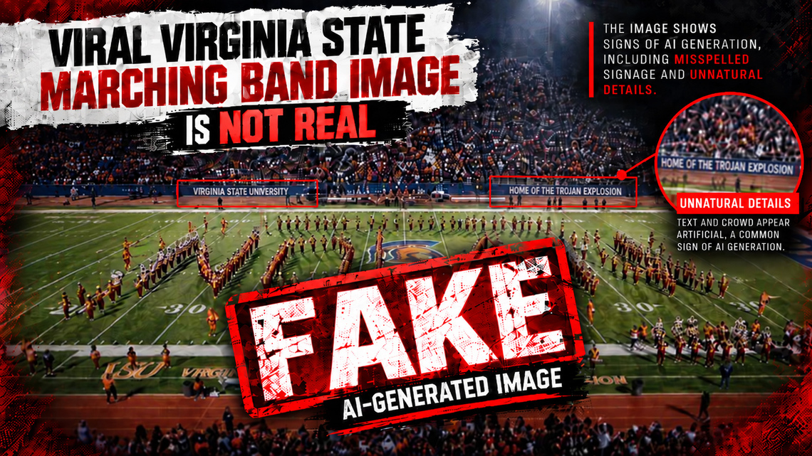 AI image falsely claims Virginia State HBCU band honored Nolan Wells 