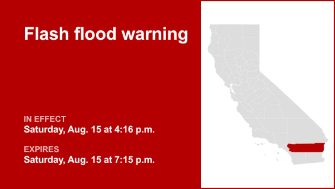 UPDATE: Flash flood warning previously issued for Riverside County will expire at 7:15 p.m. 