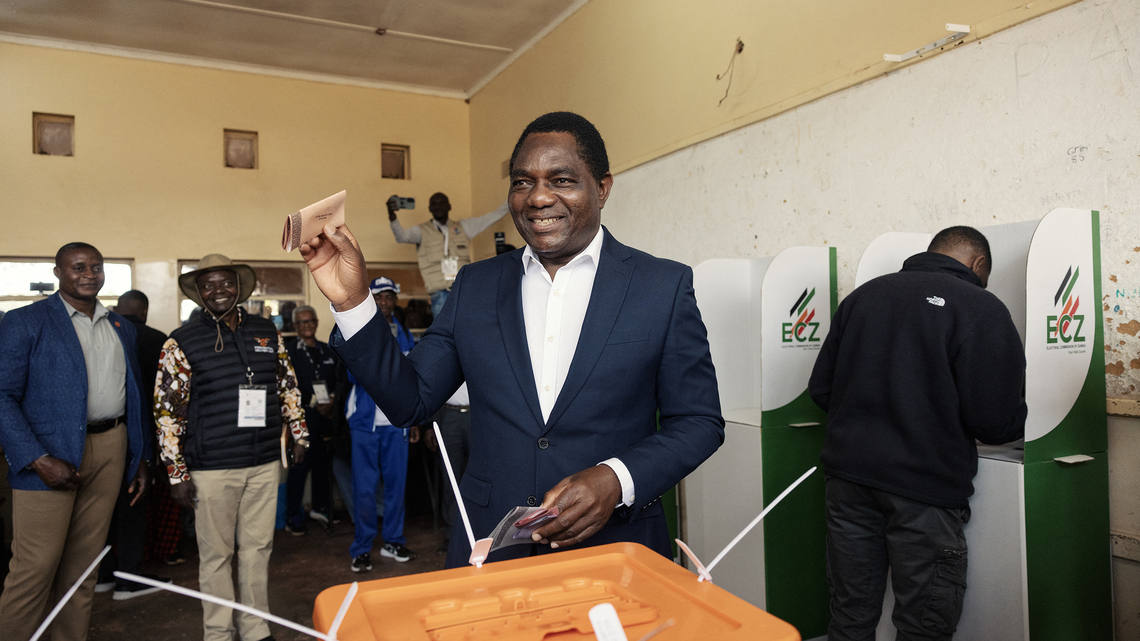 Zambian president Hichilema has early lead in reelection bid 