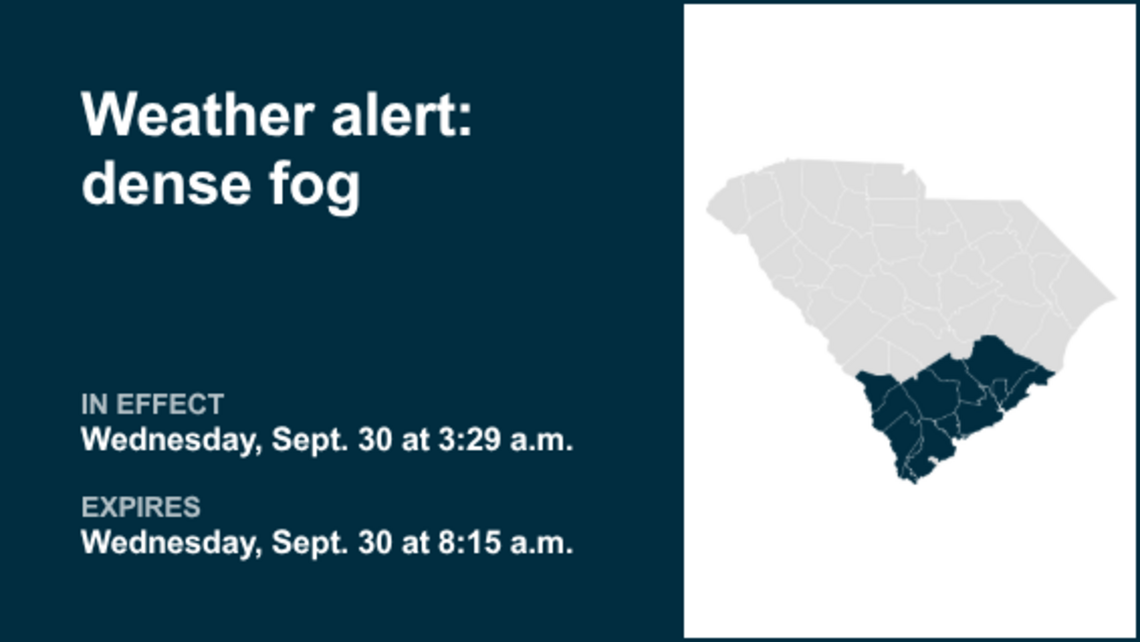 Weather alert for dense fog in Lowcountry until Wednesday morning 