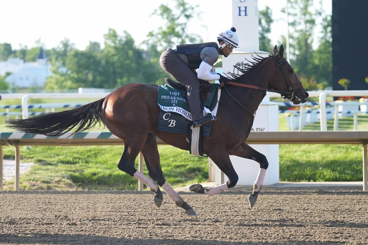  Preakness Stakes entry, Iron Honor trains during morning workouts at Laurel Park. Gregory Fisher-Imagn Images