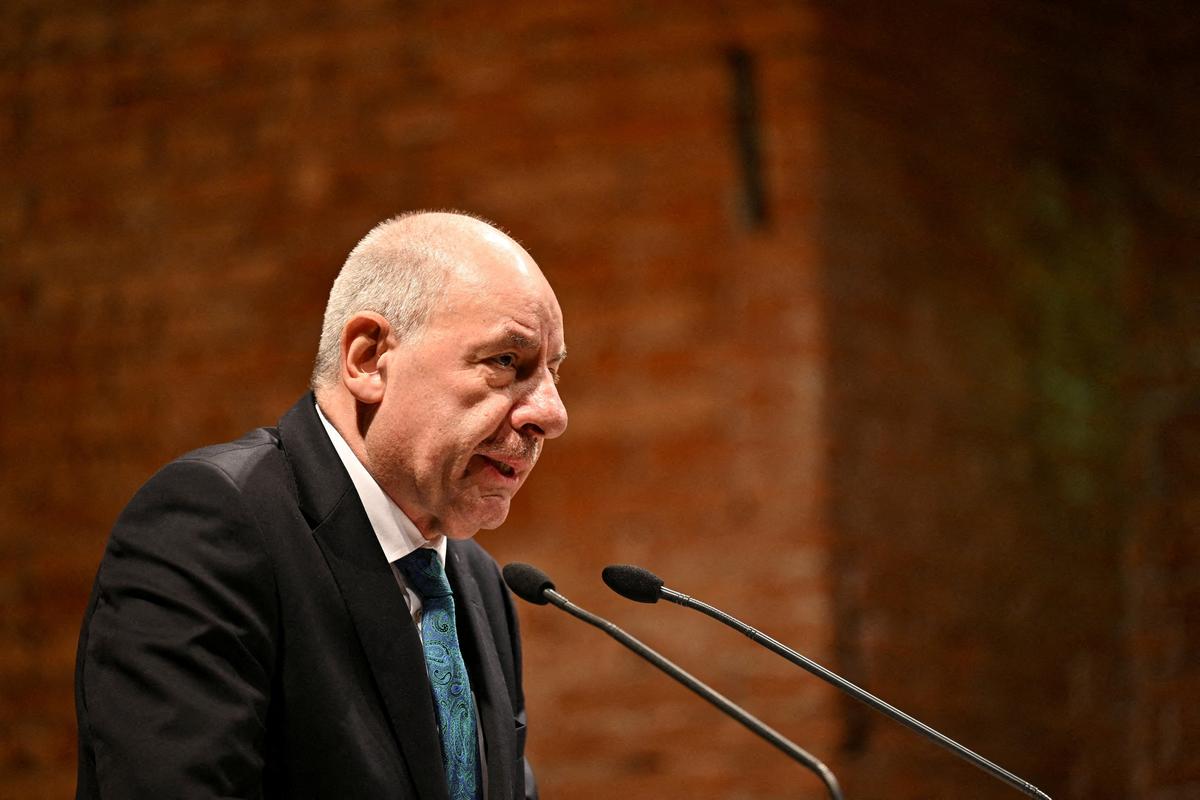 FILE PHOTO: Hungarian President Tamas Sulyok speaks in Munich, Germany, January 19, 2026. REUTERS/Angelika Warmuth/File Photo