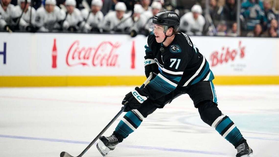 Sharks star Macklin Celebrini scratched at Stars with lower-body injury 