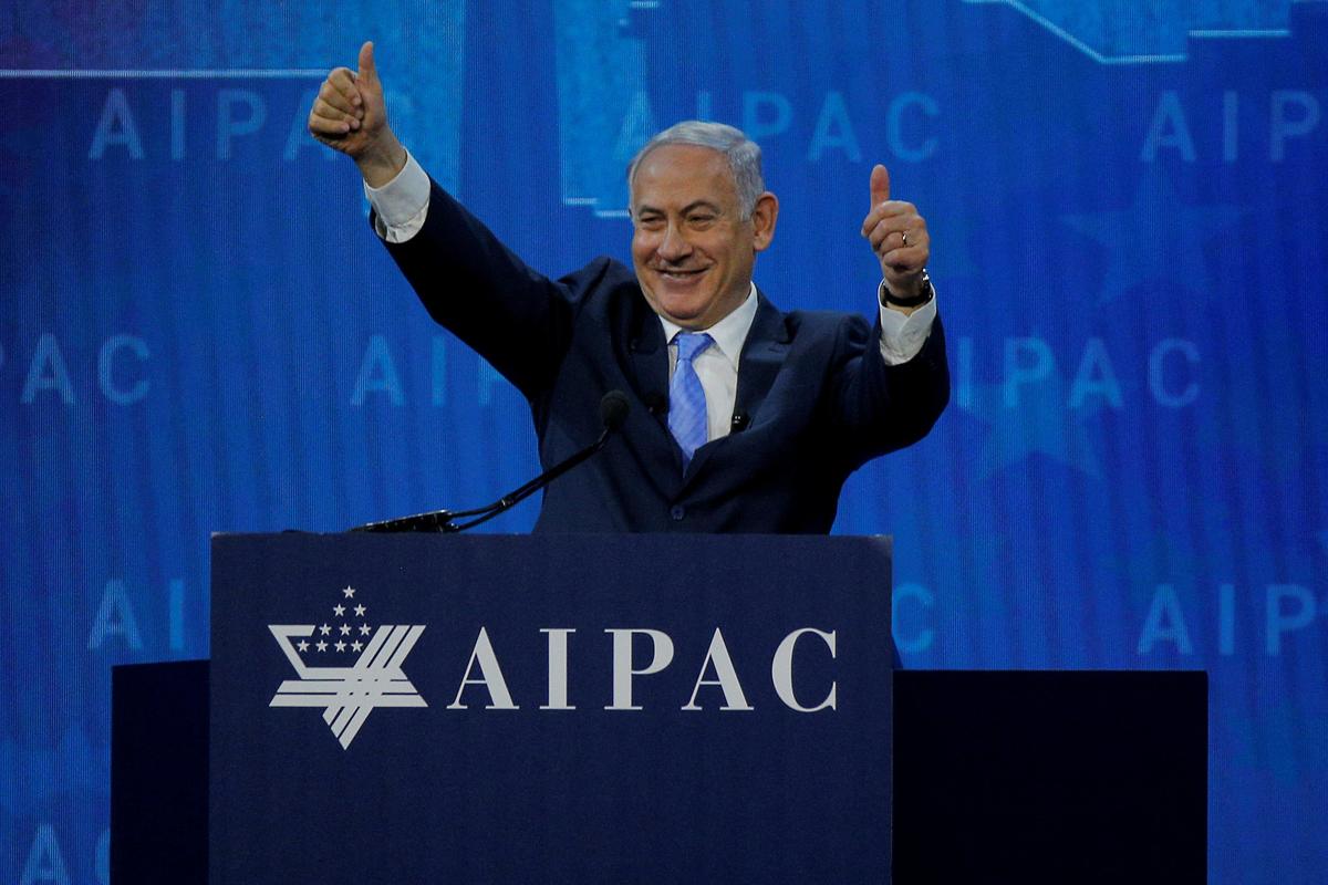 FILE PHOTO: Israeli Prime Minister Benjamin Netanyahu speaks at the AIPAC policy conference in Washington, DC, U.S., March 6, 2018.   REUTERS/Brian Snyder/File Photo