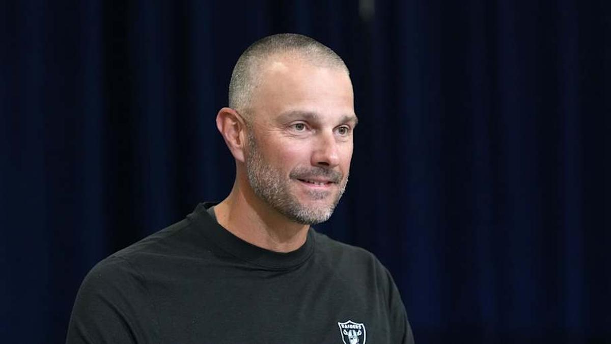  Feb 24, 2026; Indianapolis, IN, USA; Las Vegas Raiders general manager John Spytek speaks at the NFL Scouting Combine at the Indiana Convention Center. Mandatory Credit: Kirby Lee-Imagn Images | Kirby Lee-Imagn Images 