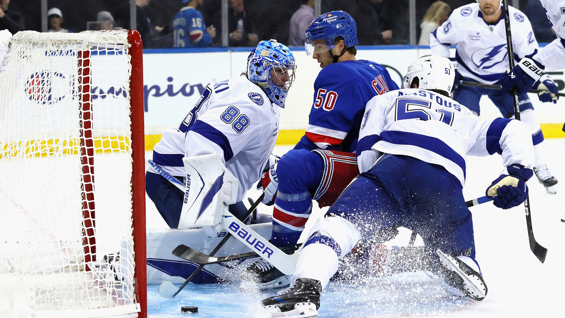 A little rusty? Lightning throttled by Rangers in season opener. 