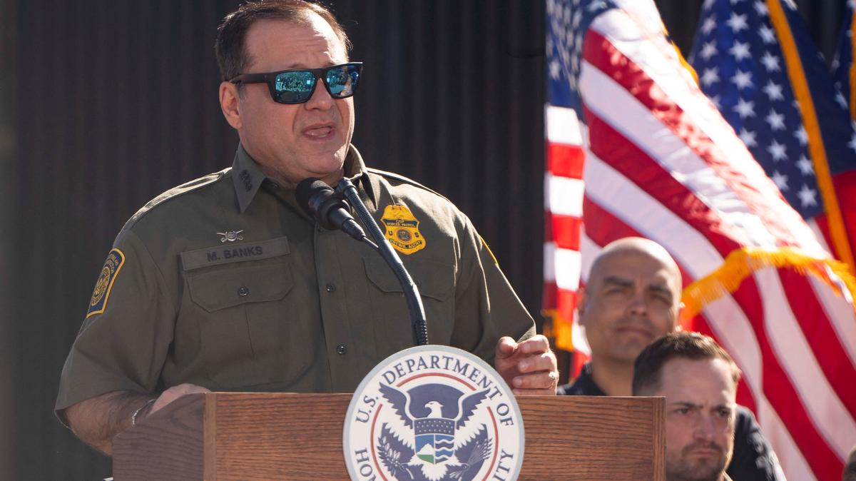 U.S. Border Patrol Chief Michael Banks speaks at the U.S.-Mexico border near Nogales, Arizona, U.S., February 4, 2026.   REUTERS/Rebecca Noble