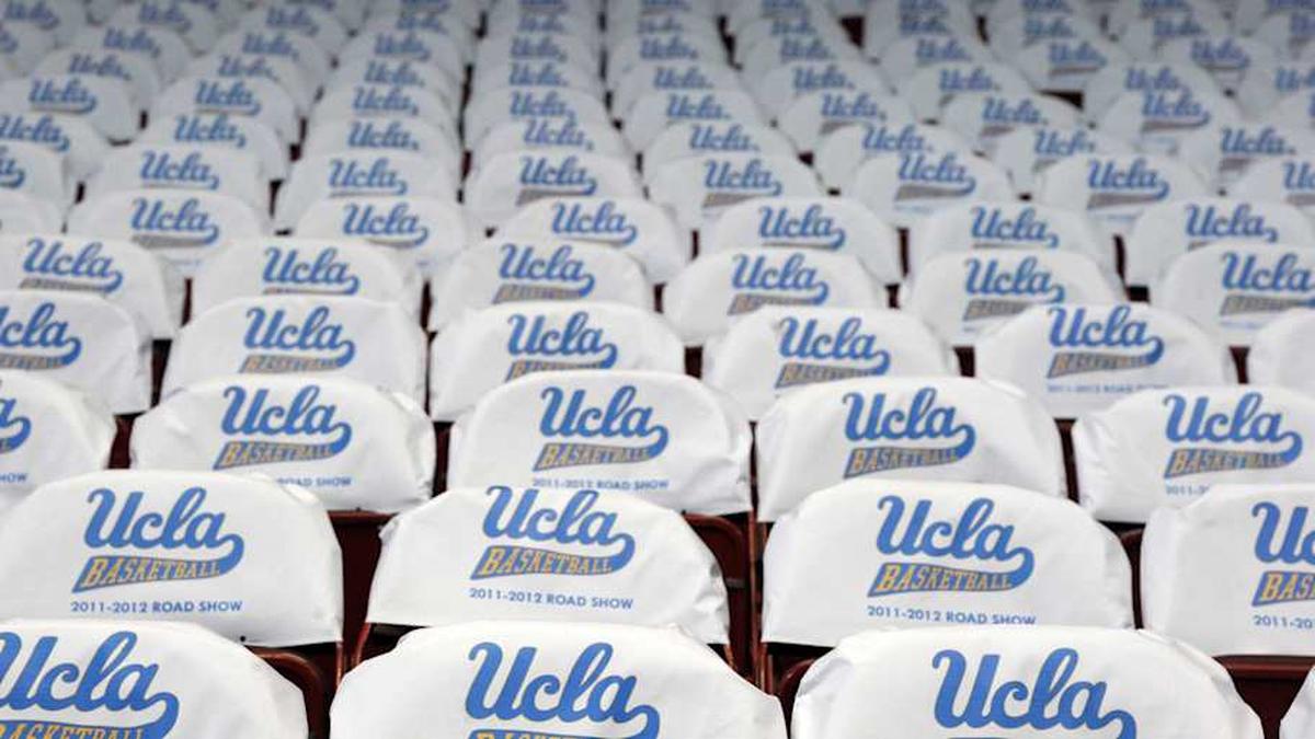  Dec 20, 2011; Los Angeles, CA, USA; General view of seat cushions at the the Sports Arena with the words: UCLA Basketball 2011-2013 Road Show before the game against the UC Irvine Anteaters. Mandatory Credit: Kirby Lee/Image of Sport-Imagn Images | Kirby Lee-Imagn Images 