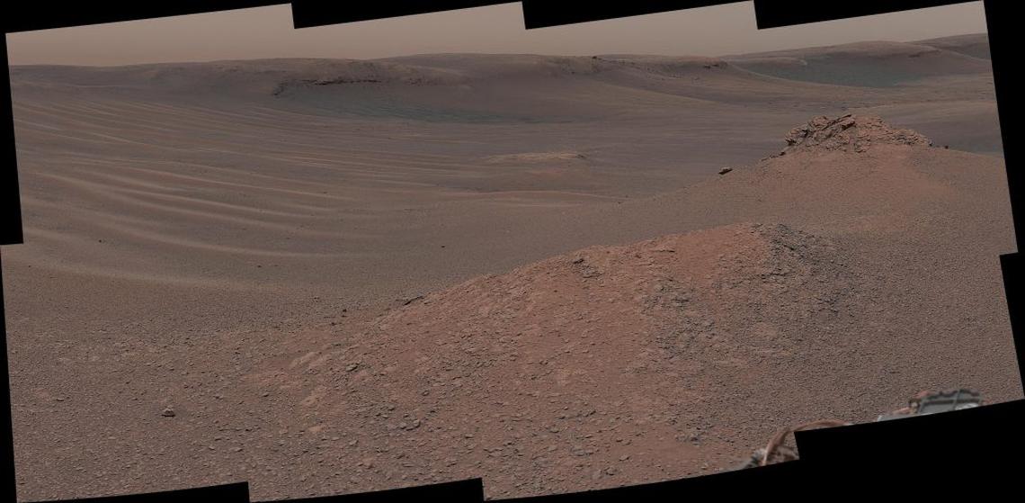  The Mast Camera (Mastcam) on NASA's Curiosity Mars rover captured this mosaic as it explored the ""clay-bearing unit"" on Feb. 3, 2019 (Sol 2309) where samples were taken that identified diverse organic molecules on Mars. (NASA / JPL-Caltech / MSSS via SWNS) 