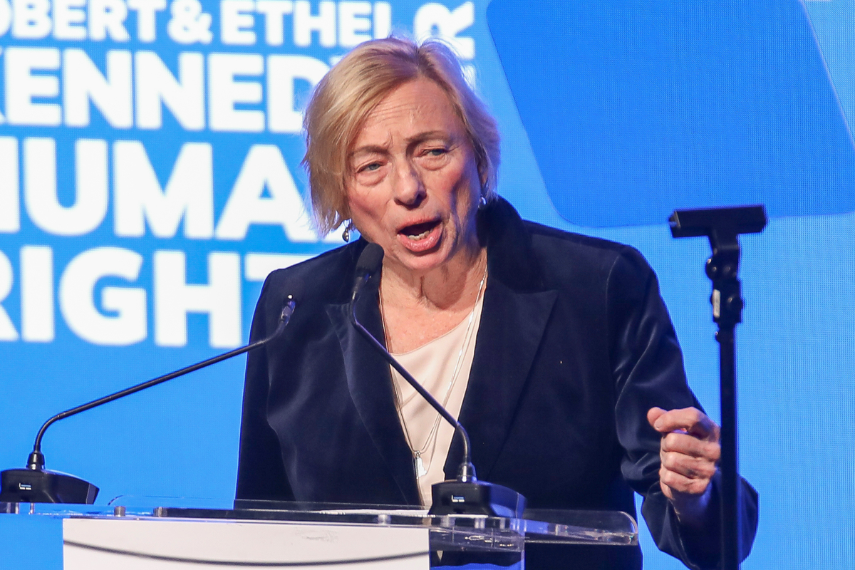 Governor of Maine Janet Mills delivers remarks at the annual Robert F. Kennedy Human Rights Ripple of Hope Awards gala at the New York Hilton Midtown on December 9, 2025. 