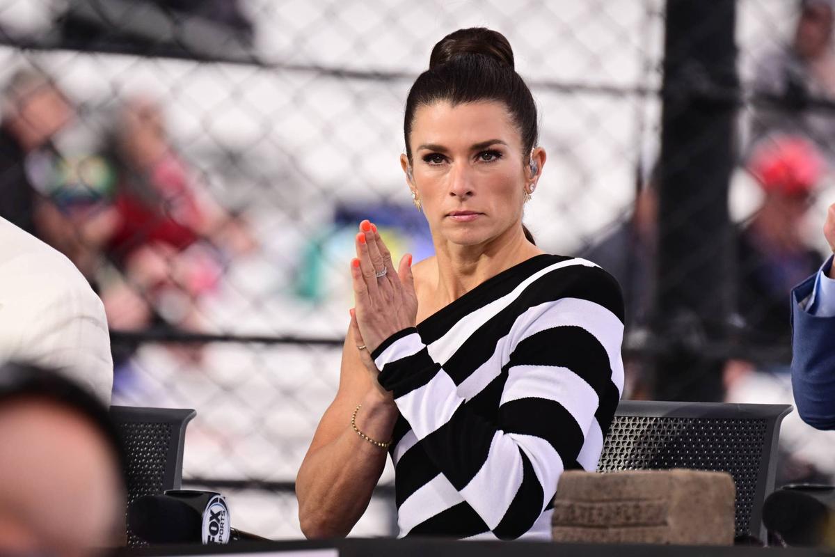  May 25, 2025; Indianapolis, Indiana, USA; Former professional racing driver Danica Patrick looks on before the 109th Running of the Indianapolis 500 at Indianapolis Motor Speedway. Mandatory Credit: Marc Lebryk-Imagn Images 