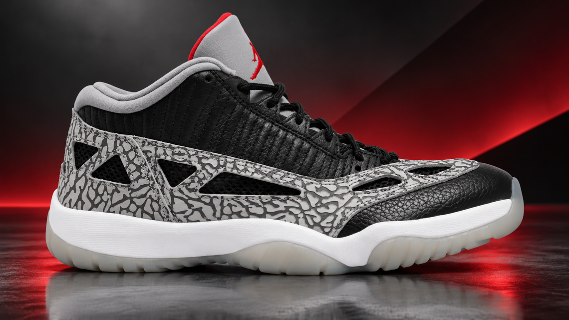 Air Jordan 11 Low IE 'Black Cement': Where to Buy the Elephant Print AJ11