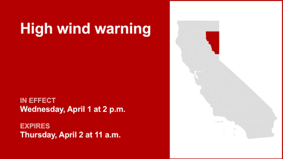 High wind warning for Lassen-Eastern Plumas-Eastern Sierra counties for Wednesday and Thursday 