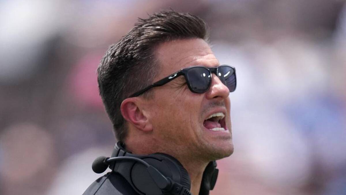  May 2, 2026; Pasadena, CA, USA; UCLA Bruins coach Bob Chesney reacts during the spring game at Rose Bowl. Mandatory Credit: Kirby Lee-Imagn Images | Kirby Lee-Imagn Images 