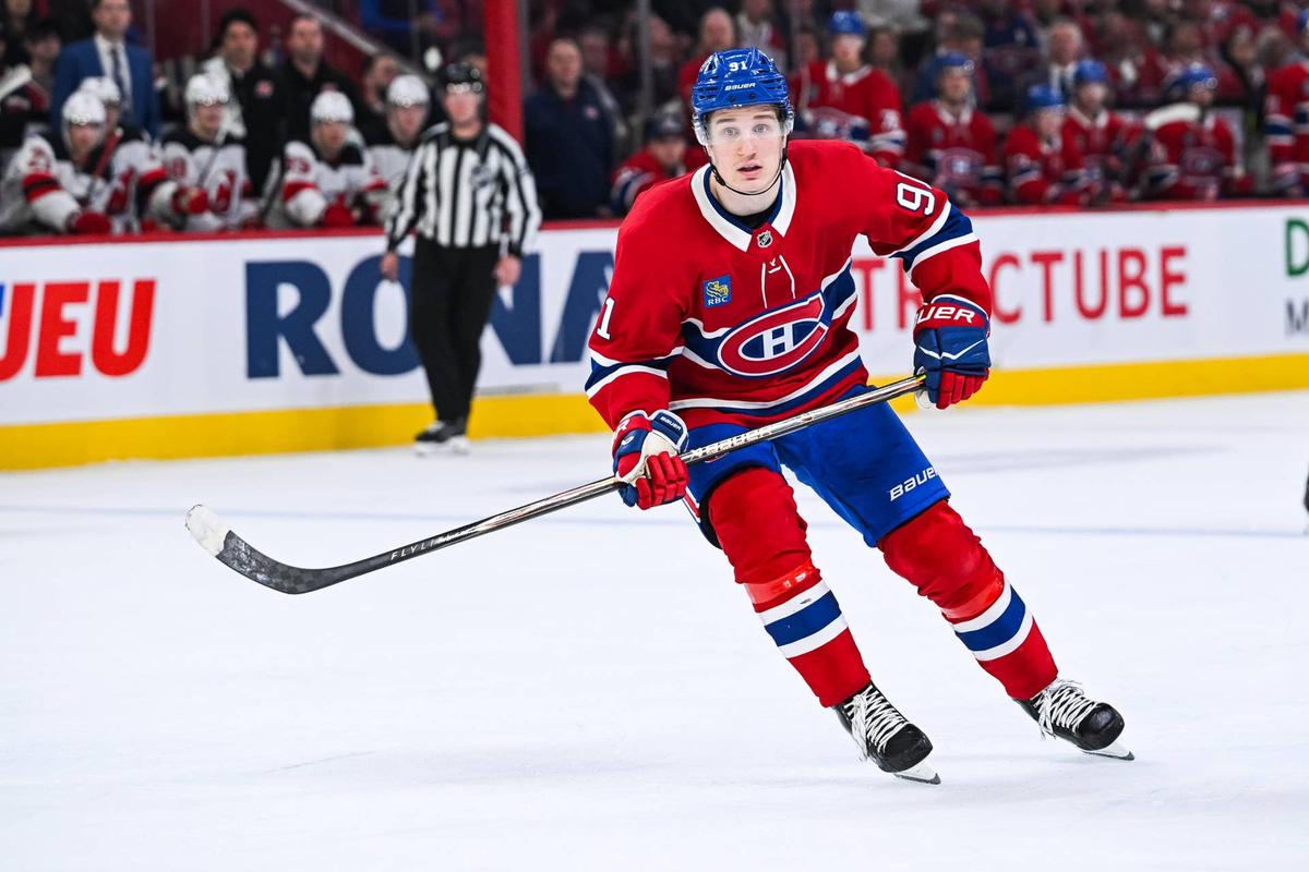  Montreal Canadiens center Oliver Kapanen (91) skates at Bell Centre. David Kirouac-Imagn Images