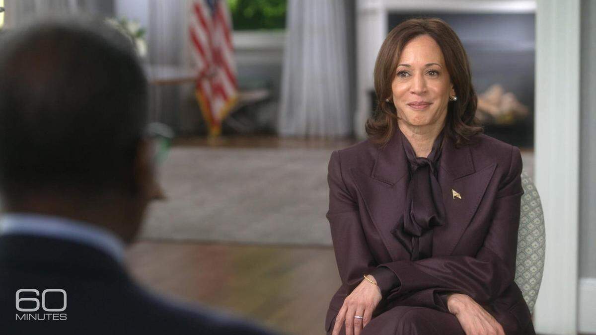 Vice President Kamala Harris talks to “60 Minutes” correspondent Bill Whitaker.
