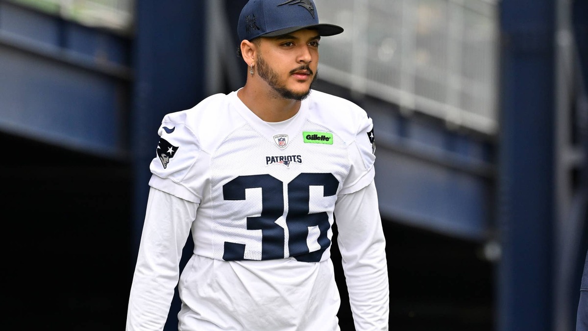 Jun 9, 2025; Foxborough, MA, USA; New England Patriots place kicker Andres Borregales (36) walks to the practice fields at Gillette Stadium. Mandatory Credit: Eric Canha-Imagn Images