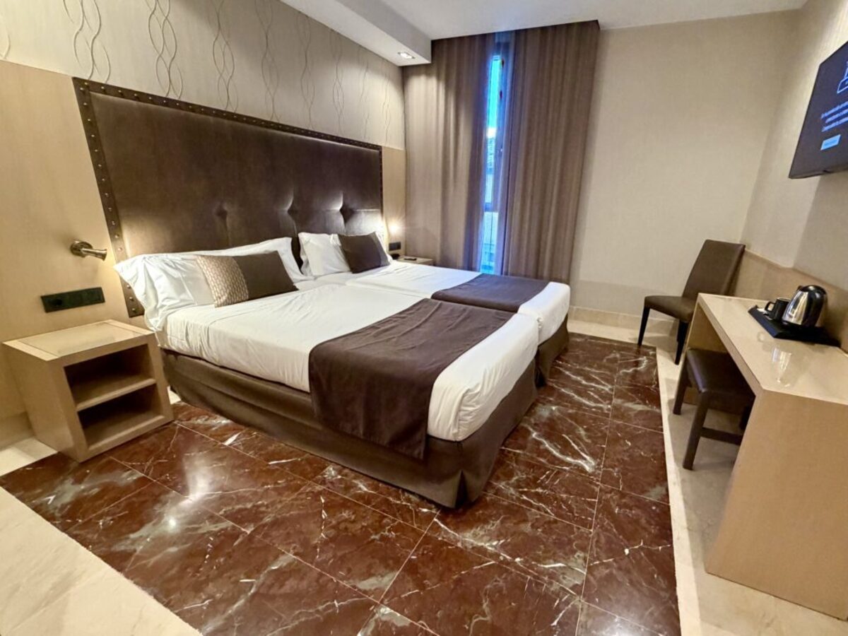  Expect comfortable spare rooms, like this double at the Hotel Pedro I in Huesca when exploring the Aragonese countryside. Photo credit: Cathy Bennett Kopf 