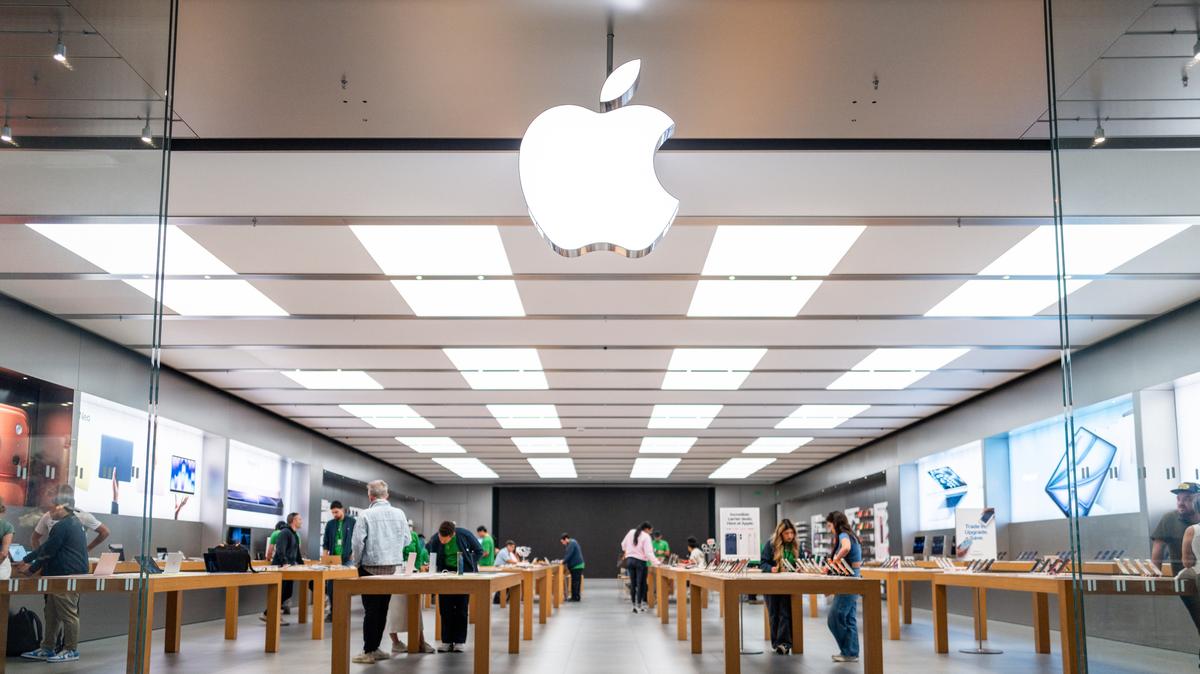 Apple Reports Second Quarter Earnings. The Apple logo is seen at an Apple store in the Barton Creek Square mall on April 30, 2026 in Austin, Texas. 