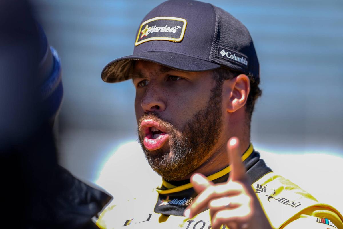  Mar 29, 2026; Martinsville, Virginia, USA; 23XI Racing driver Bubba Wallace (23) during practice at Martinsville Speedway. Mandatory Credit: Jim Dedmon-Imagn Images 