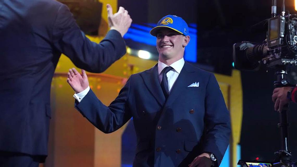  Apr 23, 2026; Pittsburgh, PA, USA; Alabama Crimson Tide quarterback Ty Simpson is selected by the Los Angeles Rams as the number 13 pick during the 2026 NFL Draft at Acrisure Stadium. Mandatory Credit: Kirby Lee-Imagn Images | Kirby Lee-Imagn Images 