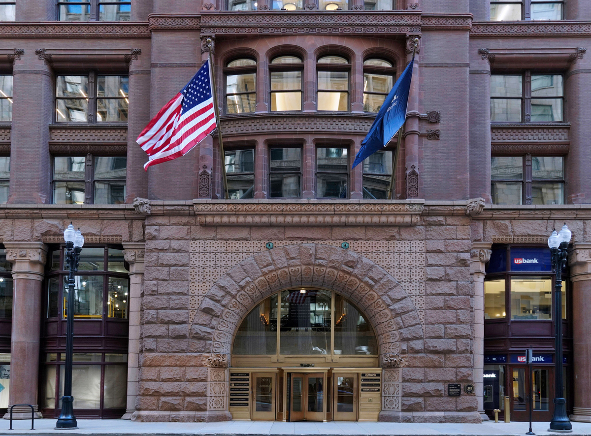  The facade of The Rookery building in Chicago, pictured in August 2022. 