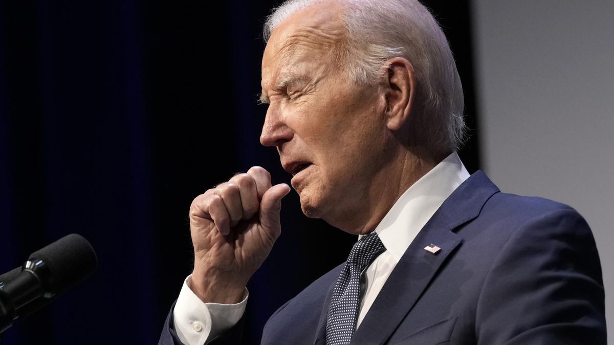 Joe Biden coughing. President Joe Biden coughing at an event before before being diagnosed with COVID-19. His doctor has issued a health update on the same day the president announced he would not run for reelection in November’s presidential election and endorsed vice president Kamala Harris.