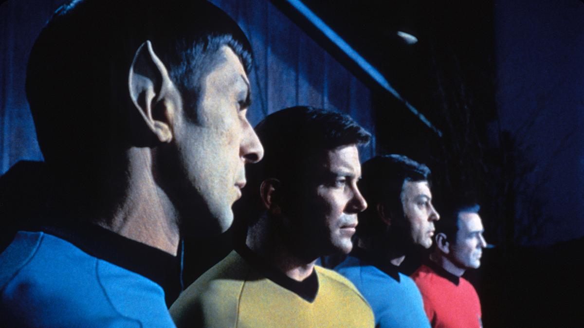 STAR TREK, (from left): Leonard Nimoy, William Shatner, DeForest Kelley, James Doohan, 'Spectre of the Gun', (Season 3, episode 6, aired Oct. 25, 1968), 1966-1969.
