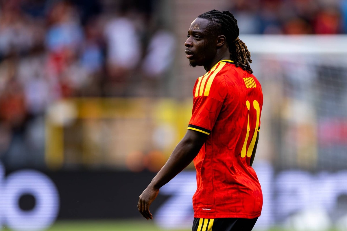  Jeremy Doku of Belgium looks on during the international friendly match between Belgium and Tunisia at King Baudouin Stadium on June 6, 2026 in Brussels, Belgium. (Photo by Rene Nijhuis/MB Media/Getty Images) Photo by Rene Nijhuis/MB Media/Getty Images