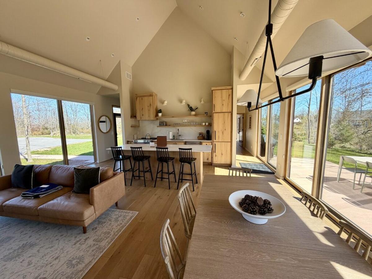  Scandi-chic living area in Shade Tree, one of the 2-bedroom Loma Cottage units. Photo credit: Cathy Bennett Kopf 