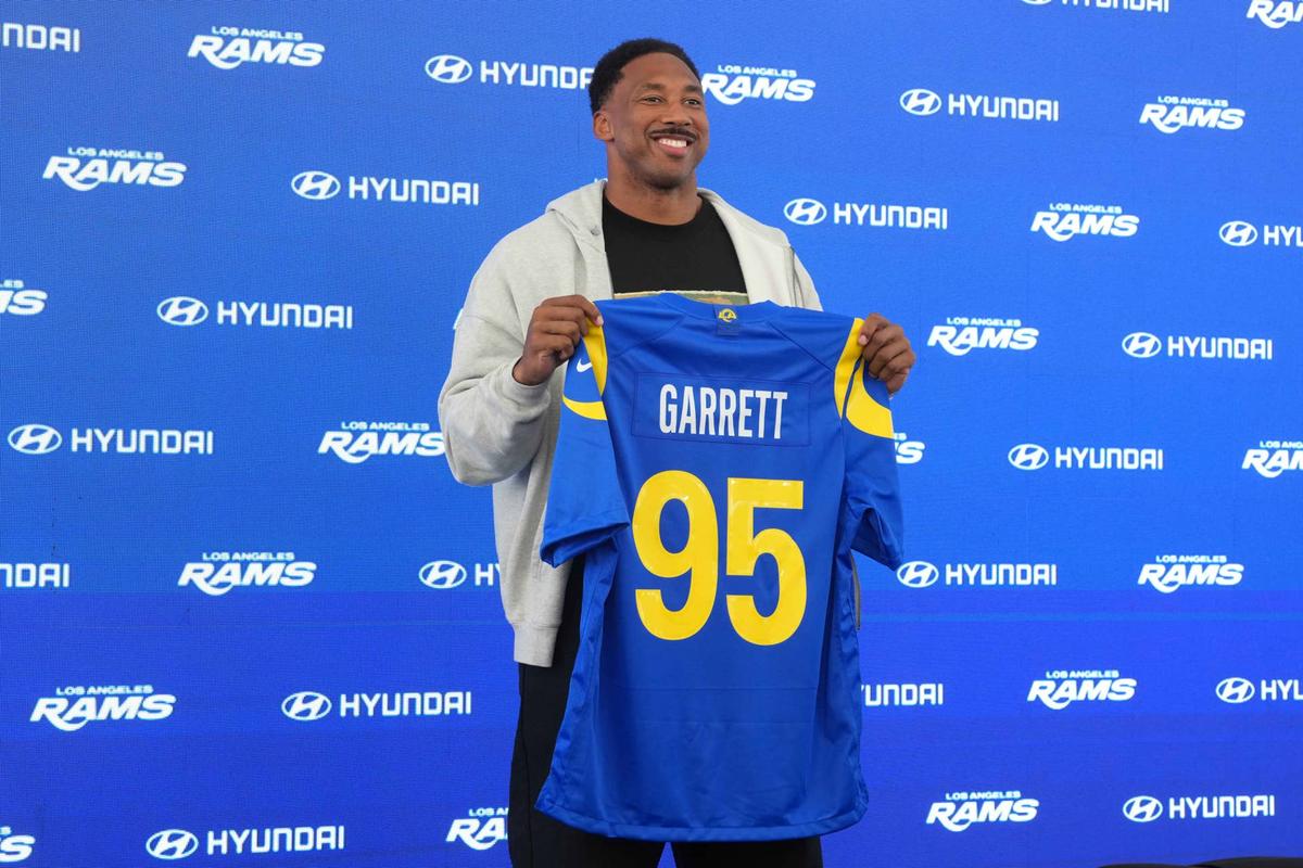  Los Angeles Rams defensive end Myles Garrett. Kirby Lee-Imagn Images