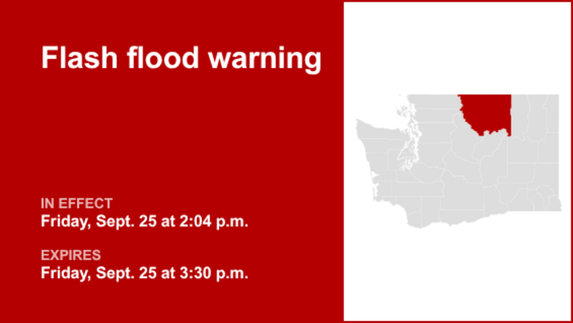 UPDATE: The current flash flood warning for Okanogan County will be expiring at 3:30 p.m. 