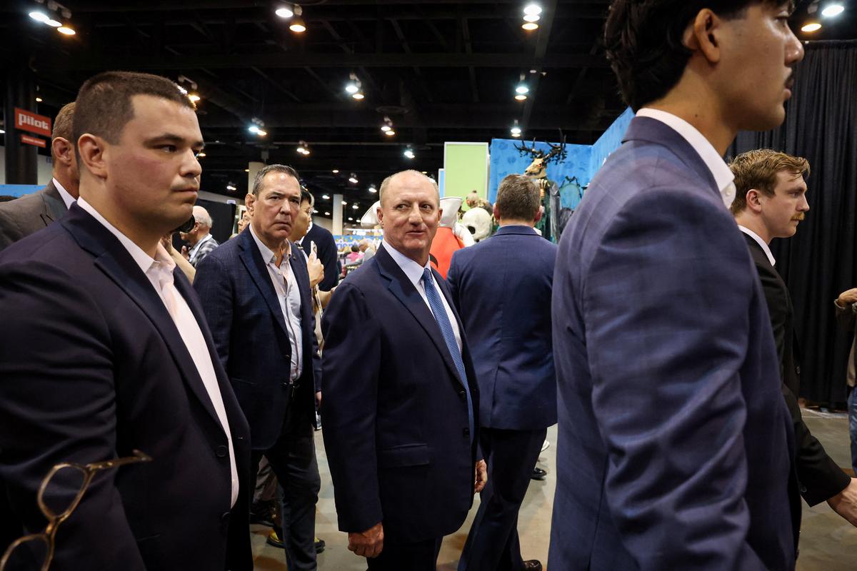 Berkshire Hathaway CEO Greg Abel attends the Berkshire Hathaway Inc annual shareholders' meeting, the conglomerate's first since Warren Buffett stepped down after 60 years as chief executive, in Omaha, Nebraska, U.S., May 1, 2026. REUTERS/Brendan McDermid