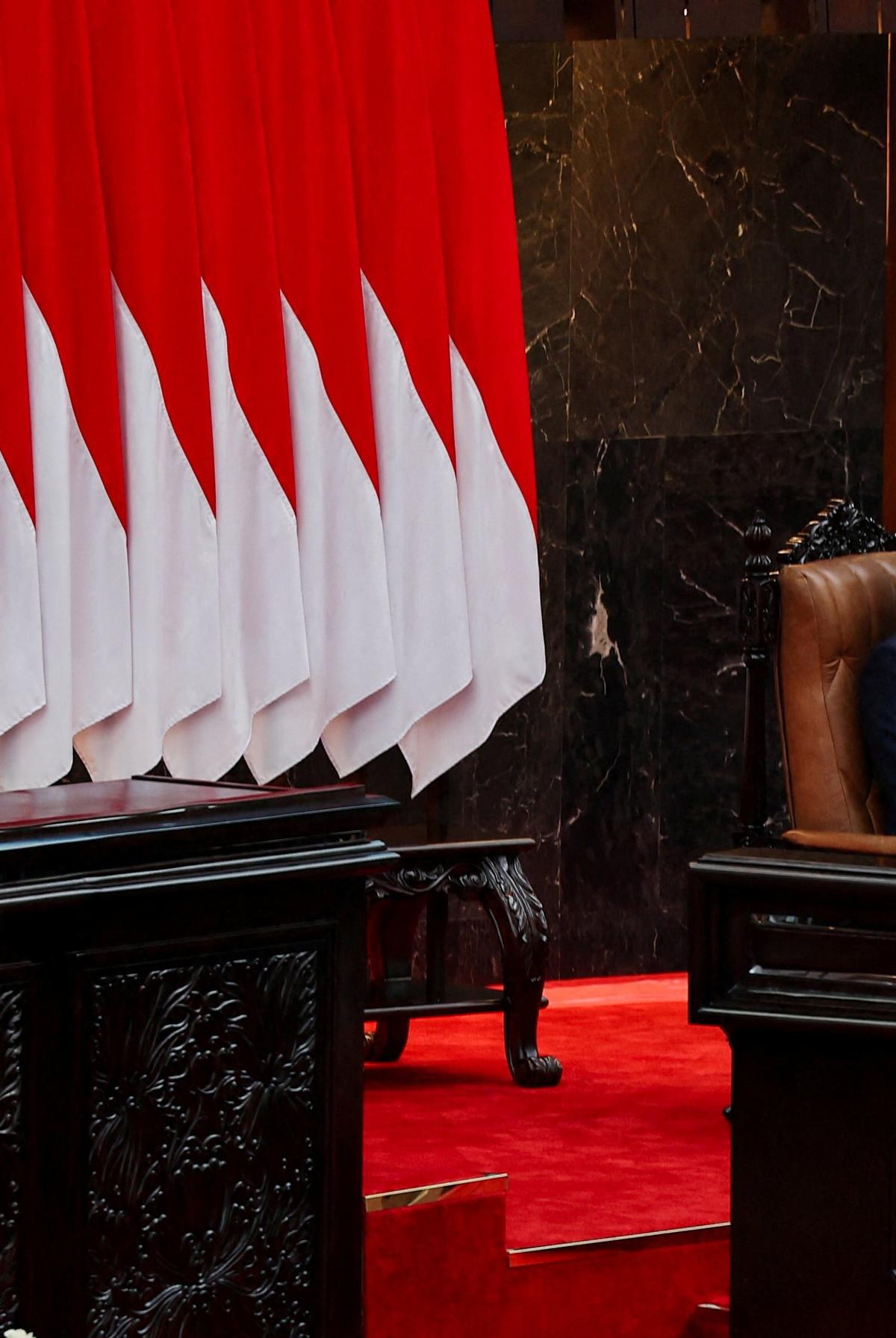 Indonesian President Prabowo Subianto delivers his speech on economic policies and the 2027 fiscal plan to parliament members at the parliament building in Jakarta, Indonesia, May 20, 2026. REUTERS/Willy Kurniawan