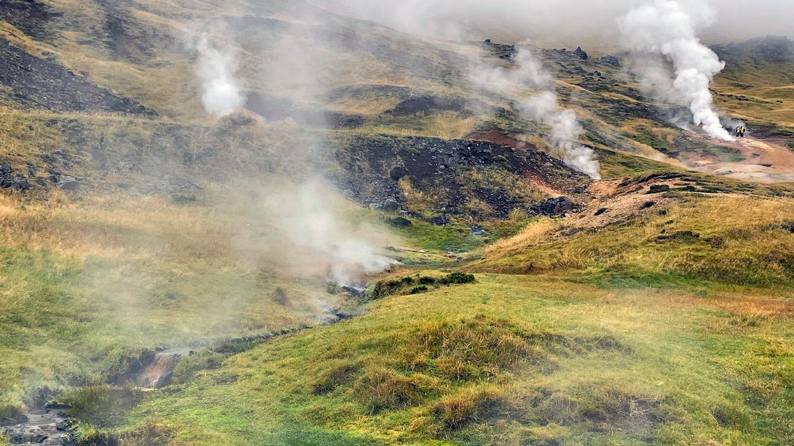 Head to Reykjadalur - "Steam Valley" - best known for the heated river that runs through it. In summer, the smell of sulphur mingles with the scent of grasses and other flora, particularly lupins.