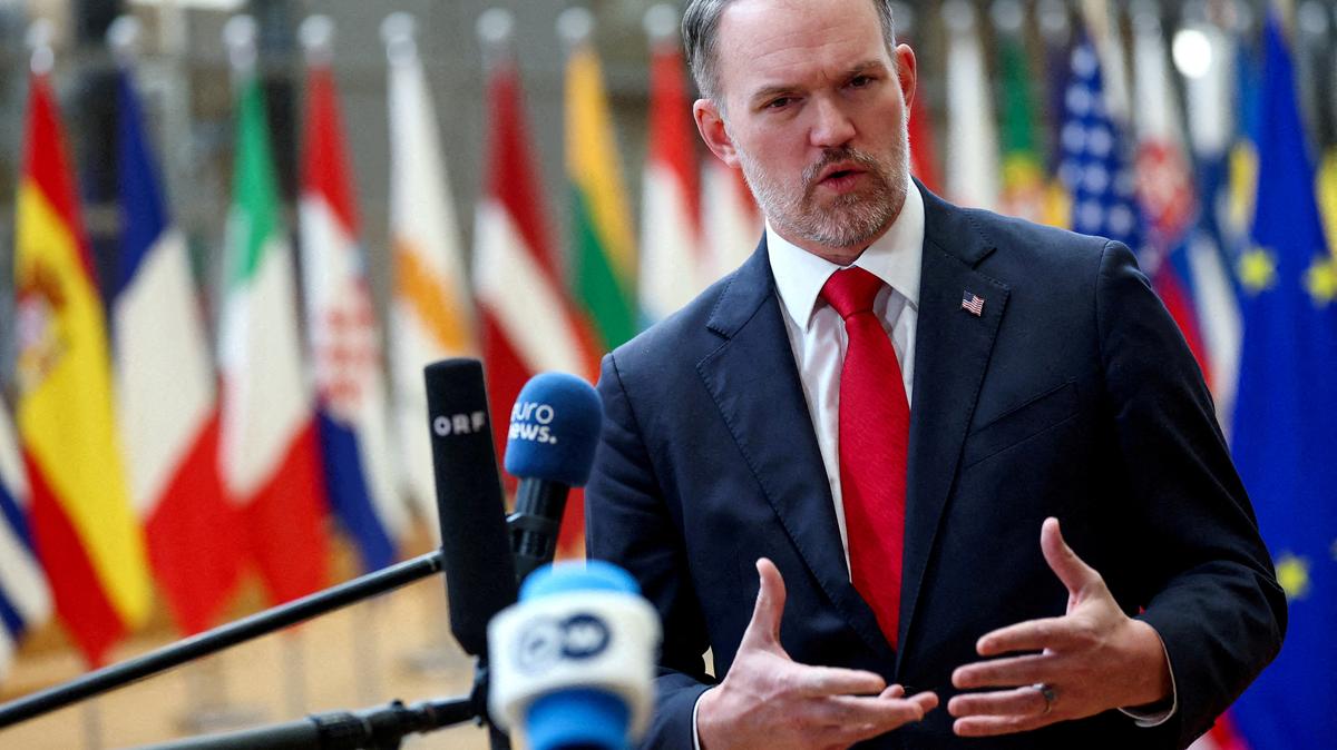 FILE PHOTO: U.S. Trade Representative Jamieson Greer speaks to the media, in Brussels, Belgium, November 24, 2025. REUTERS/Piroschka van de Wouw/File Photo