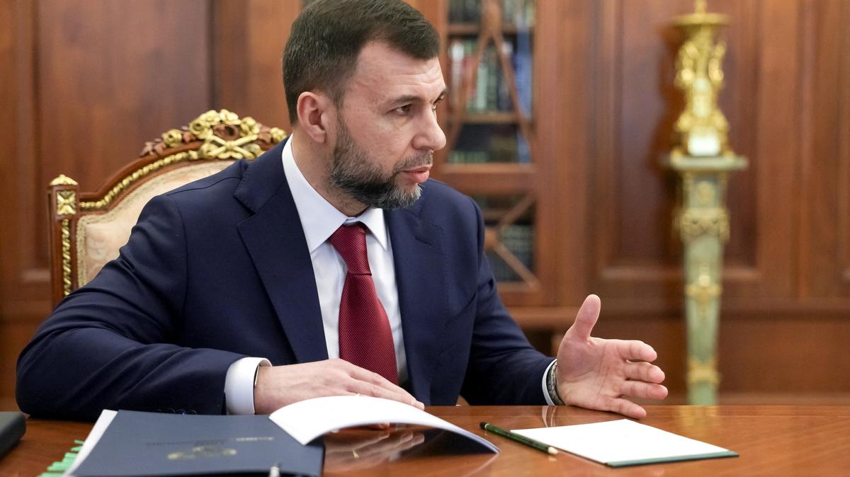 Denis Pushilin, Moscow-installed leader of the Russian-controlled parts of the Donetsk region, attends a meeting with Russian President Vladimir Putin at the Kremlin in Moscow, Russia March 10, 2026. Sputnik/Gavriil Grigorov/Pool via REUTERS