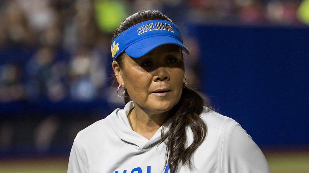  May 29, 2026; Oklahoma City, OK, USA; UCLA Bruins head coach Kelly Inouye-Perez heads back to the dugout during the fifth inning against the Arkansas Razorbacks during the NCAA Women's College World Series at Devon Park. Mandatory Credit: Brett Rojo-Imagn Images | Brett Rojo-Imagn Images 