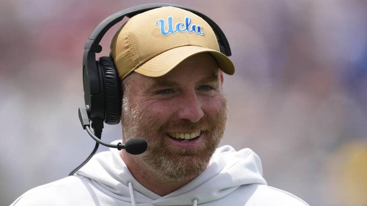  May 2, 2026; Pasadena, CA, USA; UCLA Bruins defensive coordinator Colin Hitschler during the spring game at Rose Bowl. Mandatory Credit: Kirby Lee-Imagn Images | Kirby Lee-Imagn Images 