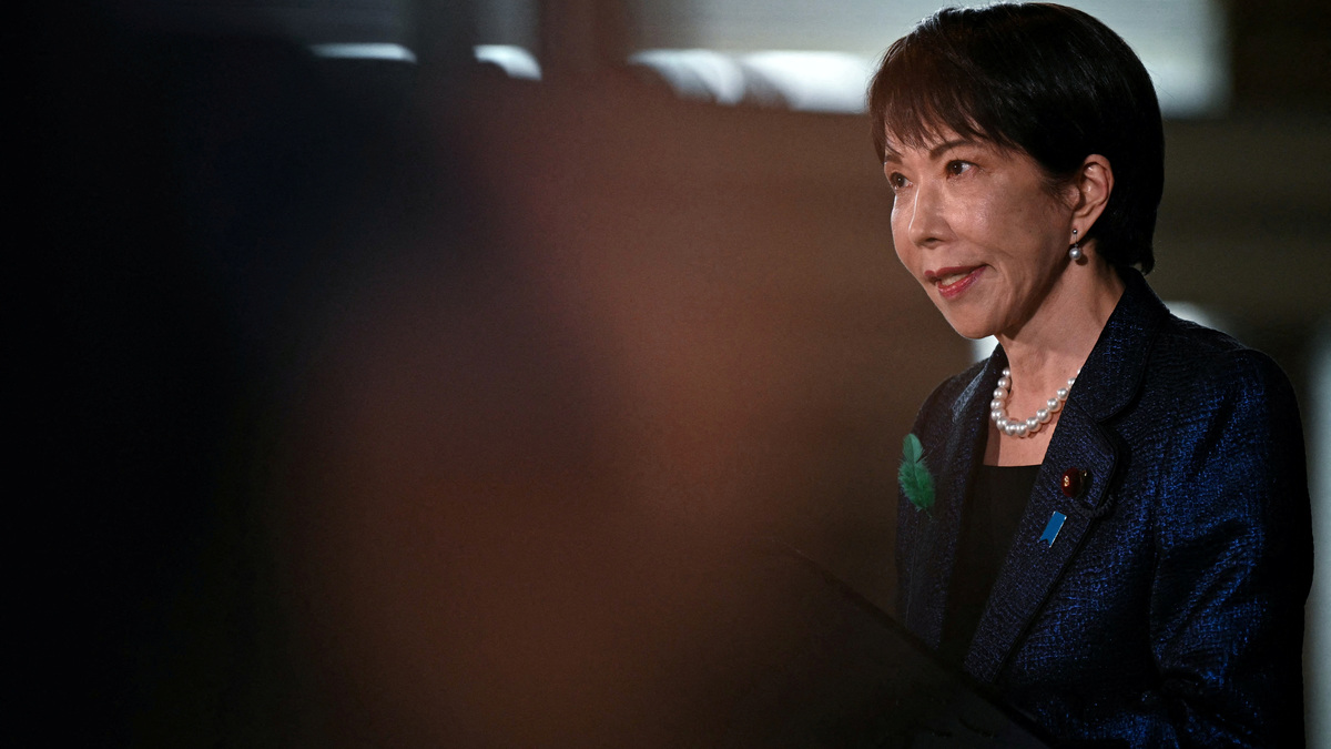 FILE PHOTO: Japan's Prime Minister Sanae Takaichi addresses a press conference at the Prime Minister's Office in Tokyo, Japan, April 15 2026.     PHILIP FONG/Pool via REUTERS/File Photo