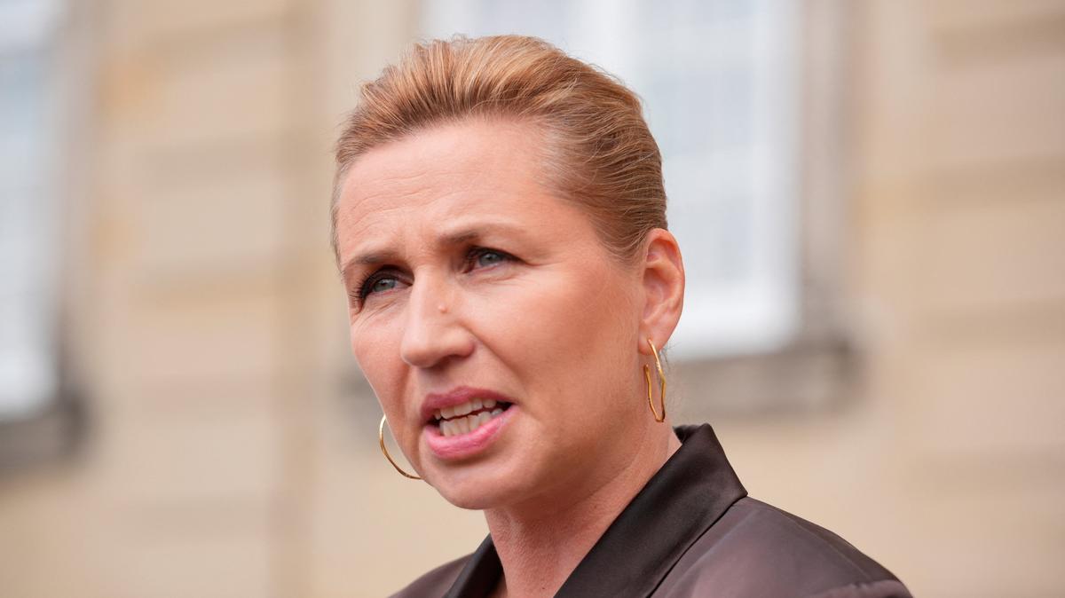 Denmark's acting Prime Minister Mette Frederiksen speaks to members of the media after her visit to the King at Amalienborg Palace in Copenhagen, Denmark, May 23, 2026.  Ritzau Scanpix/Emil Helms/via REUTERS