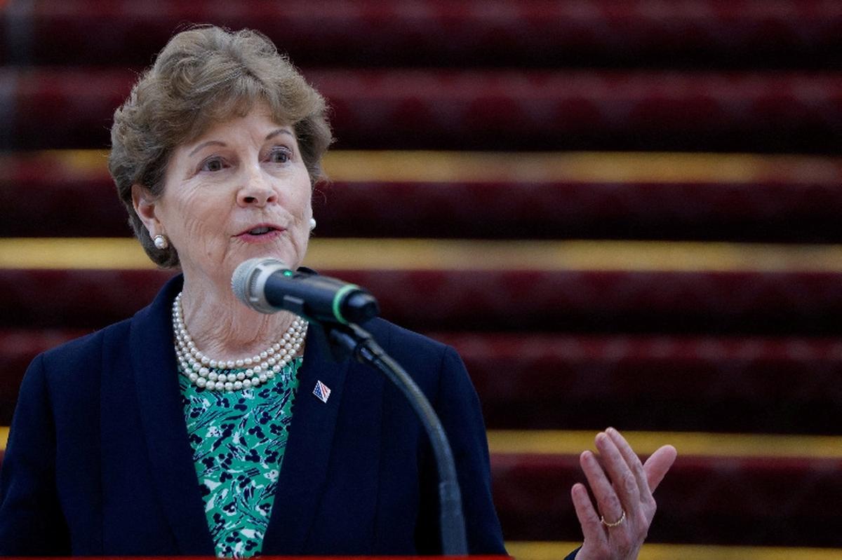 FILE PHOTO: U.S. Senator Jeanne Shaheen (D-NH) speaks during a press conference at the Presidential Office Building in Taipei, Taiwan, March 30, 2026. REUTERS/Ann Wang/File Photo