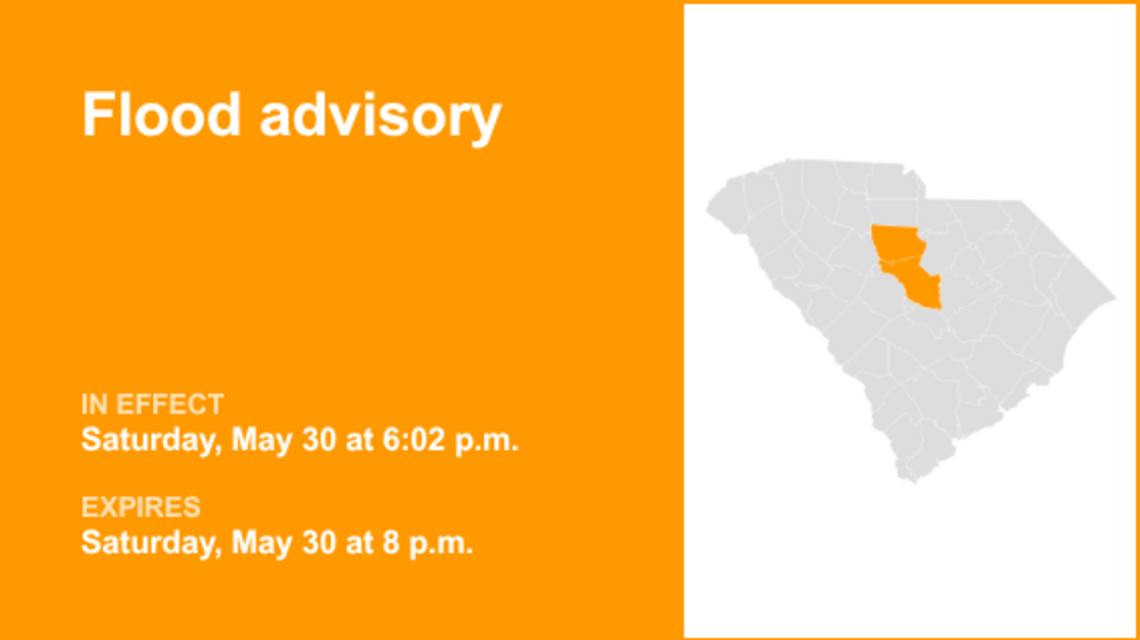 UPDATE: Flood advisory in place for Fairfield and Richland counties Saturday evening 