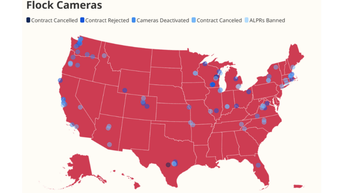 Map Shows Cities That Have Rejected, Deactivated Flock Cameras 