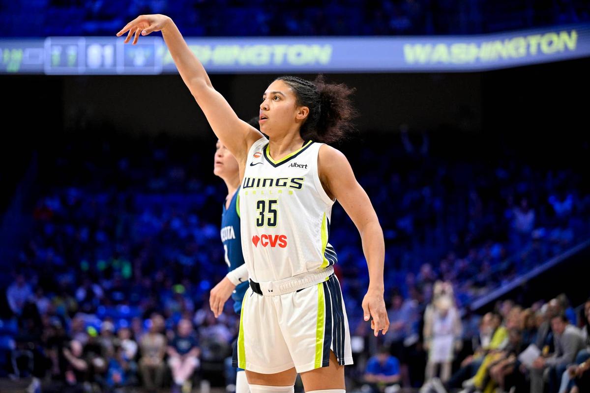  Dallas Wings guard Azzi Fudd (35) against the Minnesota Lynx. © Jerome Miron-Imagn Images