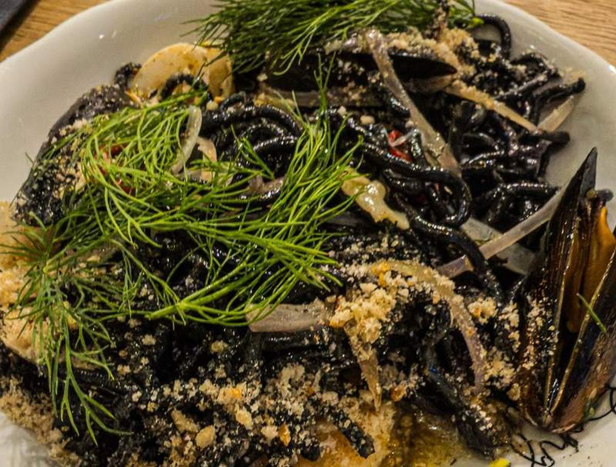  A Bed of Cuttlefish Ink Pasta Served with Fresh Baltic Mussels. Photo credit: Simon Lock/MyEclecticImages 