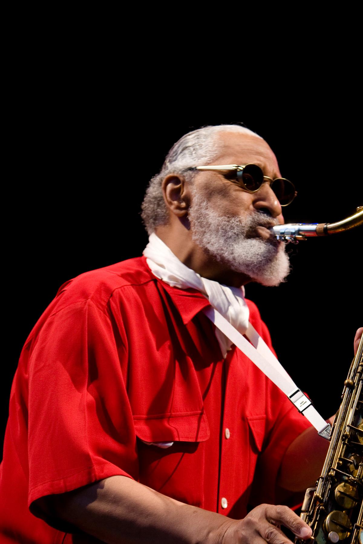 FILE -- The tenor saxophonist Sonny Rollins performs at SummerStage in Central Park in New York on Aug. 6, 2008. Rollins, whose forceful and imaginative approach to the tenor saxophone made him one of the dominant jazz musicians of the post-World War II era, died at his home in Woodstock, N.Y., on Monday, May 25, 2026. He was 95. (Nicholas Roberts/The New York Times)