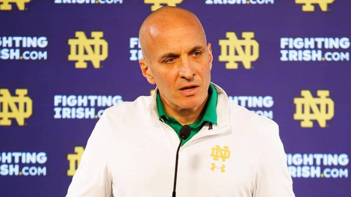  Notre Dame athletics director Pete Bevacqua speaks with media at Notre Dame Stadium on Monday, Dec. 17, 2024, in South Bend, Ind. | Michael Clubb / USA TODAY NETWORK via Imagn Images 